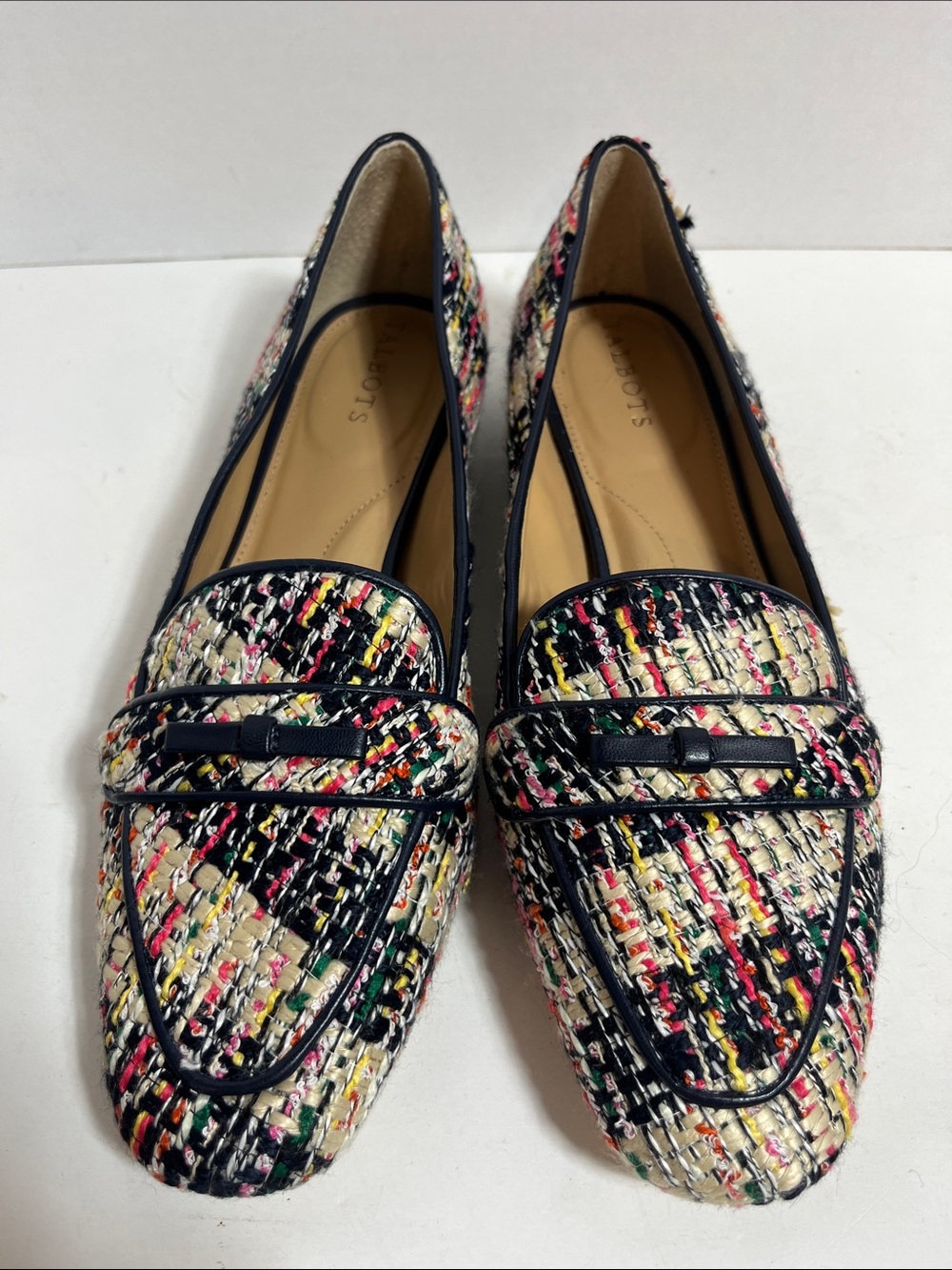 Talbots Multicolor Tweed Loafers with Navy Trim